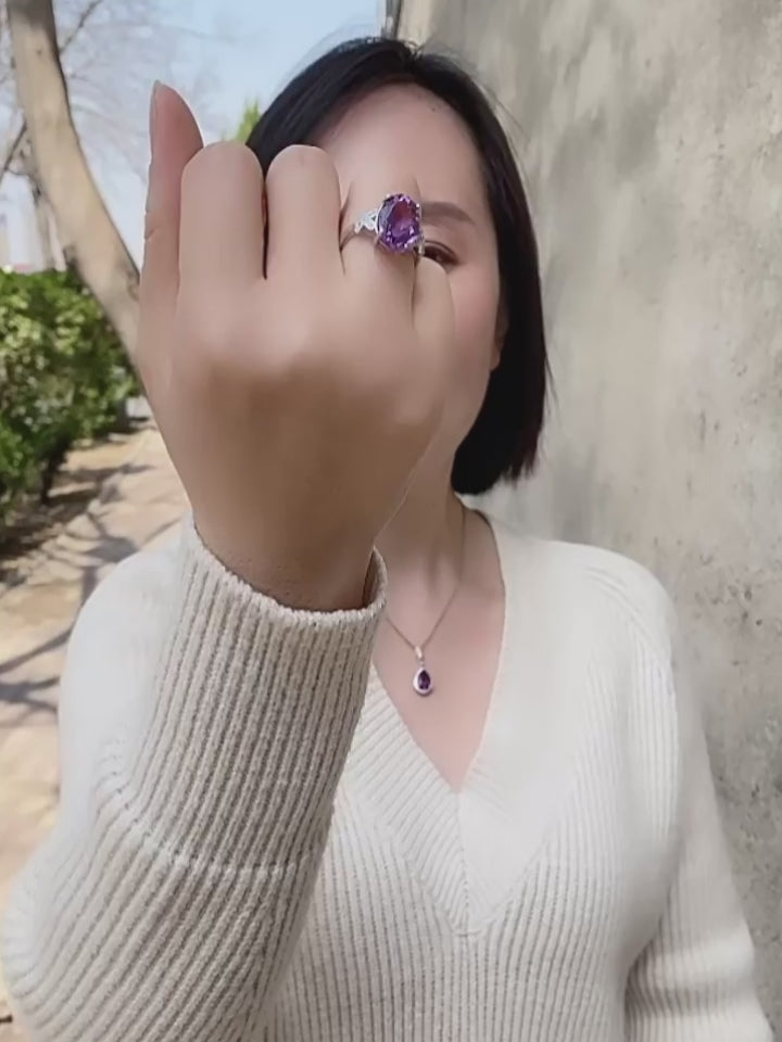 Bague énergétique en améthyste naturelle - Protection tranquille, sagesse douce