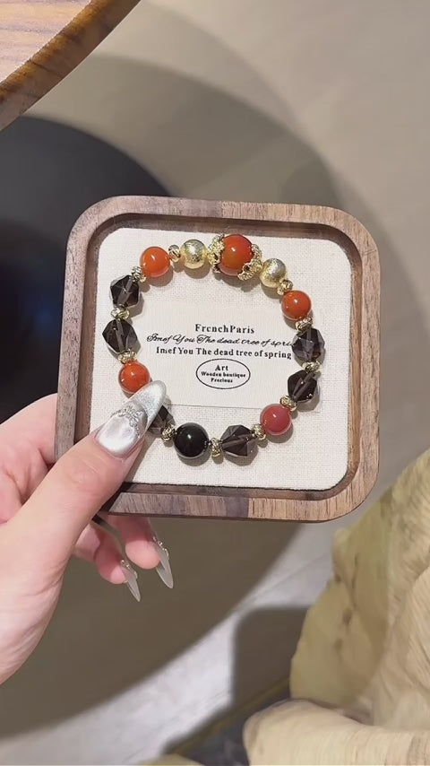 Southern Red Agate & Smoky Quartz Bracelet - Awaken Inner Drive