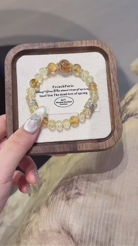 Yellow Tourmalinated Quartz Bracelet-Attract Wealth
