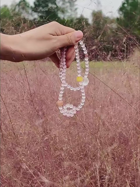 Triple Wrap Natural Rose Crystal Bracelet - Embrace Love & Warmth