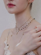 Tiger Eye Stone Necklace for Women, Niche Vintage Four-Pointed Star Choker