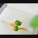 Bague Chat en Jade Hetian Naturel - Pureté & Sagesse & Paix