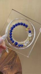 Lapis Lazuli, Clear Quartz & Strawberry Quartz Bracelet - Boost Fortune