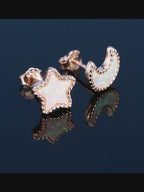 Moon Star Opal Rose Gold Earrings - Positive Energy Chase Negativity