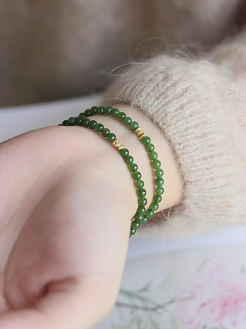Green Hetian Jade Bracelet - Gentle, Enduring Blessings