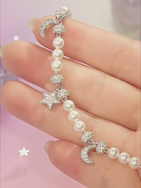 Bracelet Perles Étoile & Lune – Guidance Cosmique, Amour Tendre, Paix Durable