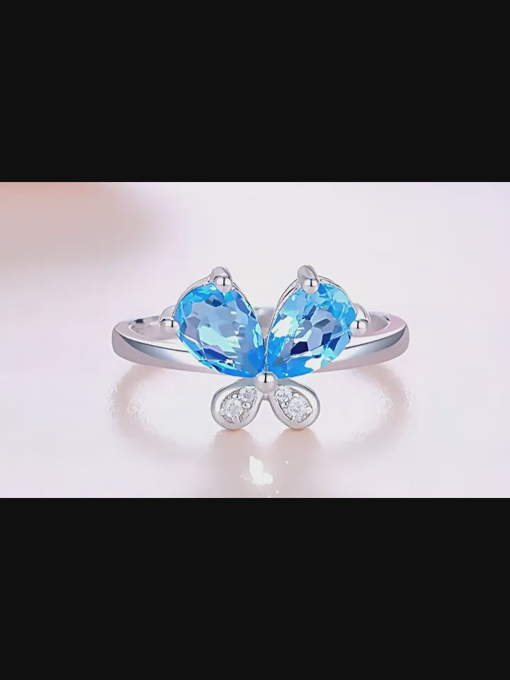 Bague papillon en améthyste naturelle – Ancrez votre énergie, ouvrez-vous à la chance