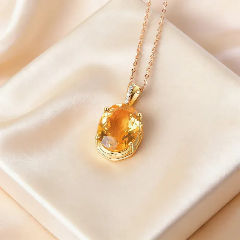 Amber Whisper Natural Crystal Necklace