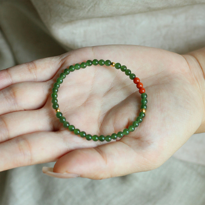Bracelet en jade Hetian naturel Lotus Éclat Pur