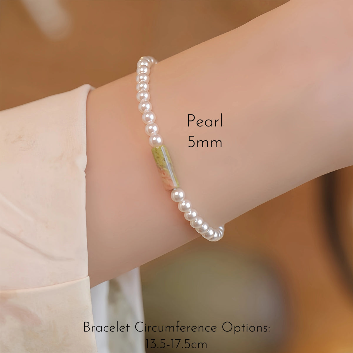 Unakite & Pearl Stackable Bracelet - Gentle Restorative Vibes