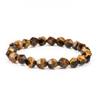 Bracelet en Pierre Naturelle Œil de Tigre Polygonale, Tendance Personnalité, Cadeau Couple