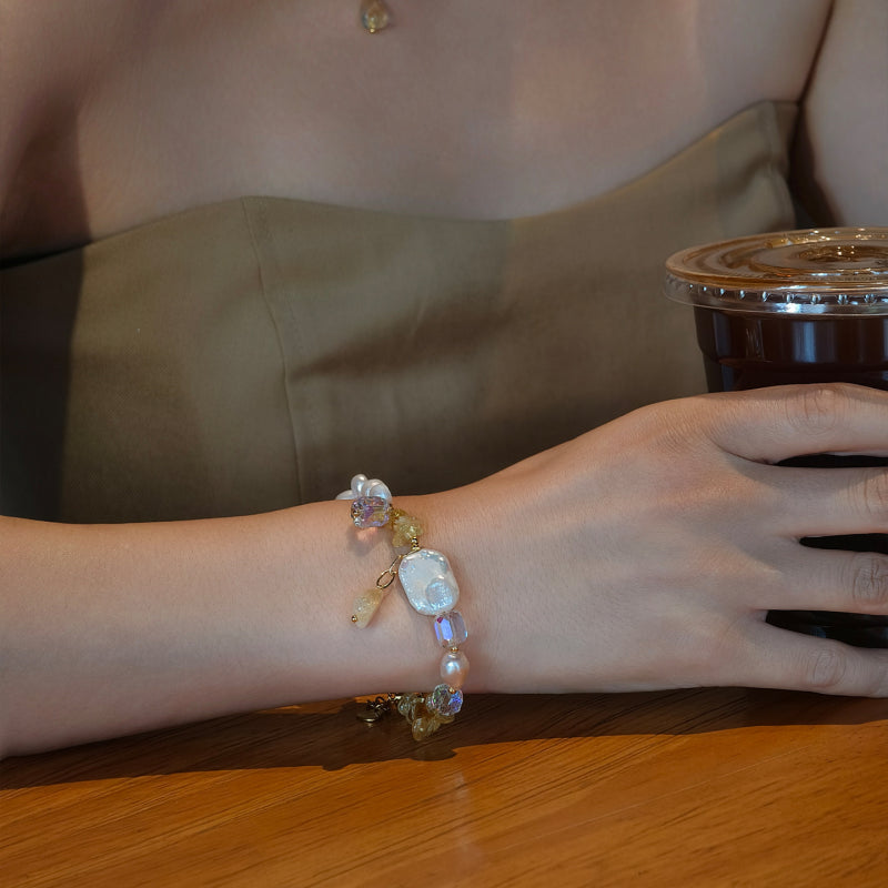 Choker en perles baroques et citrine naturelle - Attire la richesse et change la chance