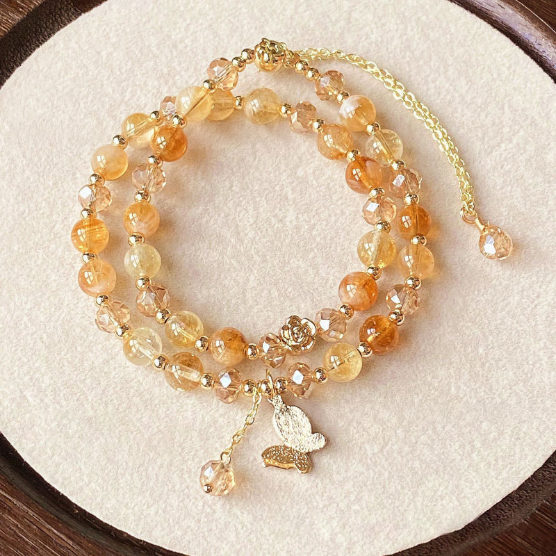 Citrine & Amethyst Double-Layer Bracelet - Attract Wealth, Boost Luck, Layer for Career Success