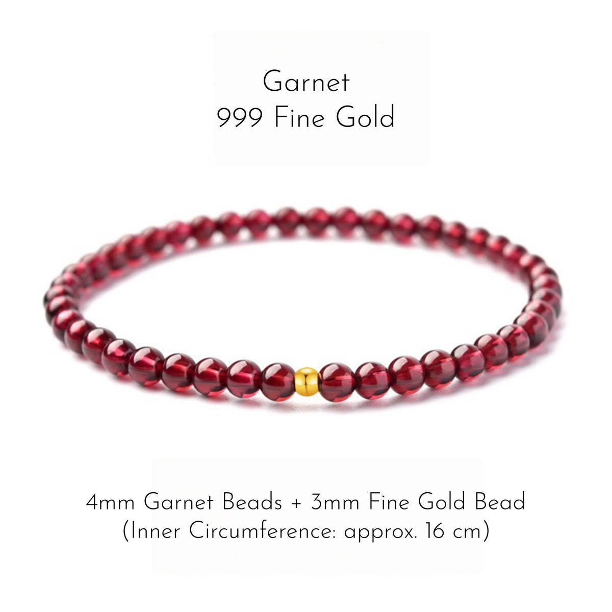 Natural Garnet Minimal Beaded Bracelet - Vitality & Abundance