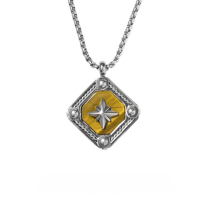 Natural Tiger Eye Stone Necklace — Men's Light Luxury Minimalist Long Style