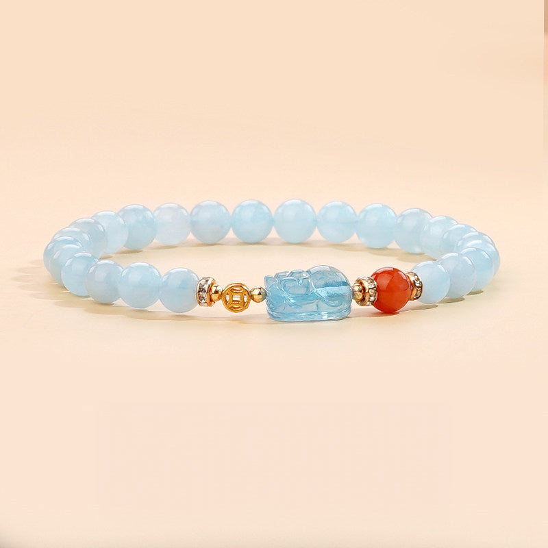 Bracelet en aigue-marine naturelle pour attirer la richesse