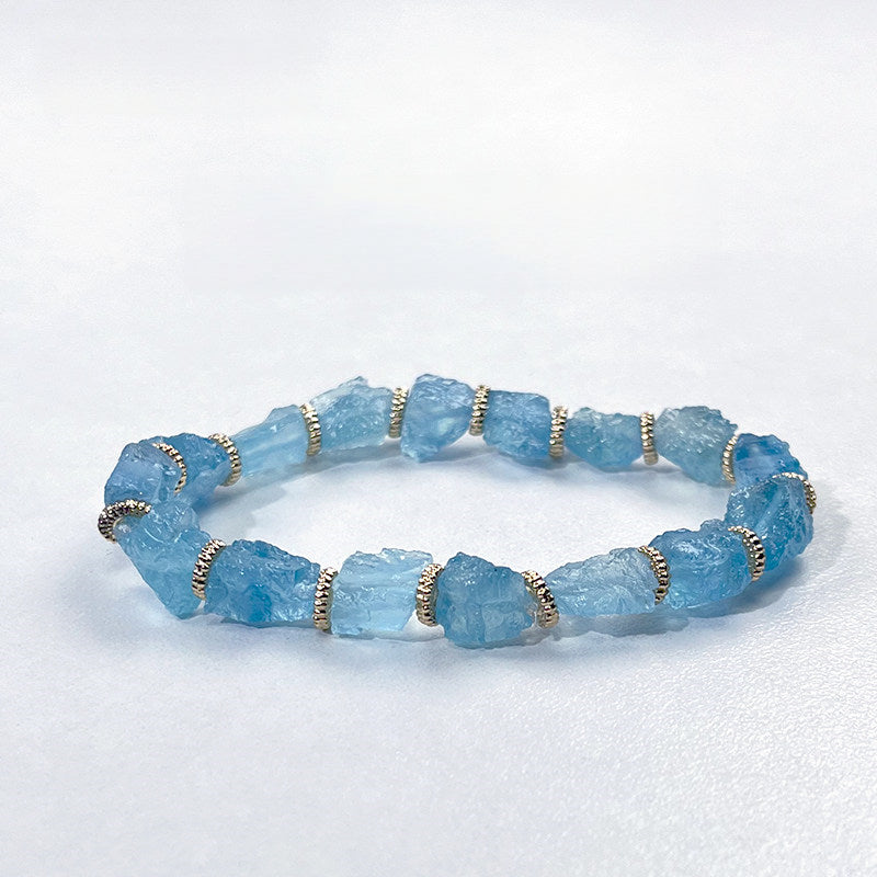 Bracelet en Aigue-marine naturelle brute Sérénité