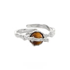 Natural Tiger Eye Stone Ring, Small Universe Saturn Open Ring