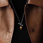 Natural Tiger Eye Stone Necklace, Floating Planet - Steady Career & Prosperous Life