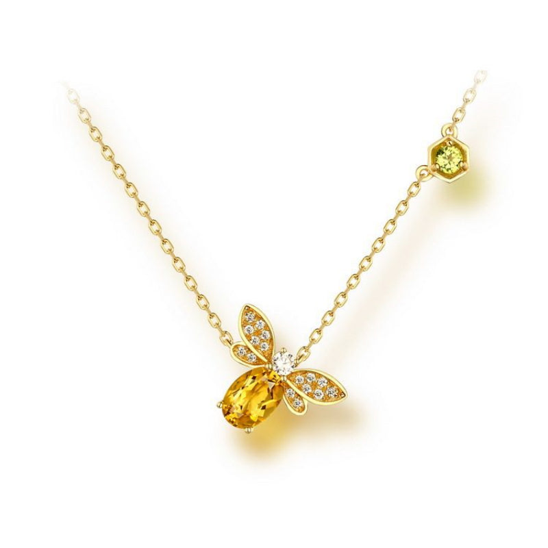 Collier Abeille Délicate en Citrine – Attraction de la Richesse & Douce Carrière