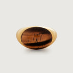 Natural Tiger Eye Stone Ring, Dome Retro Light Luxury Ring