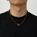 Collier œil de tigre naturel, fermoir argenté - Cadeau protection pour petit ami