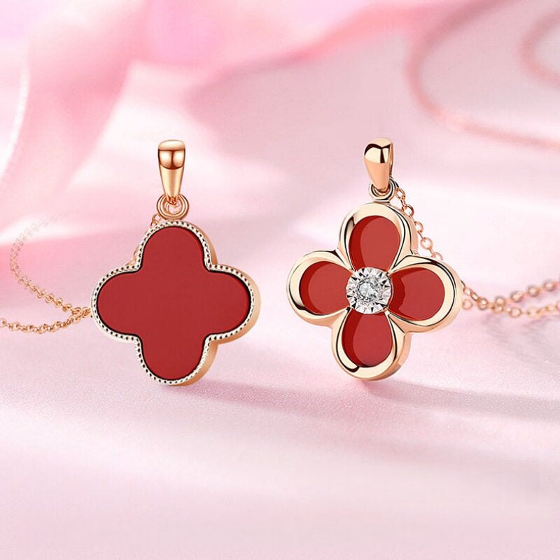 Onyx Lucky Clover Necklace — Two-Way Wear • Reversible Design