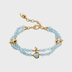 Bracelet porte-bonheur double couche aigue-marine - Souhait de l'océan