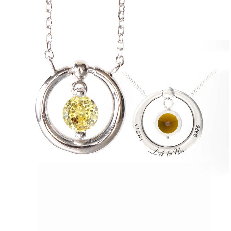 60th Birthday Necklace - Six Rings for Six Decades Sterling Silver Birthstone Gift