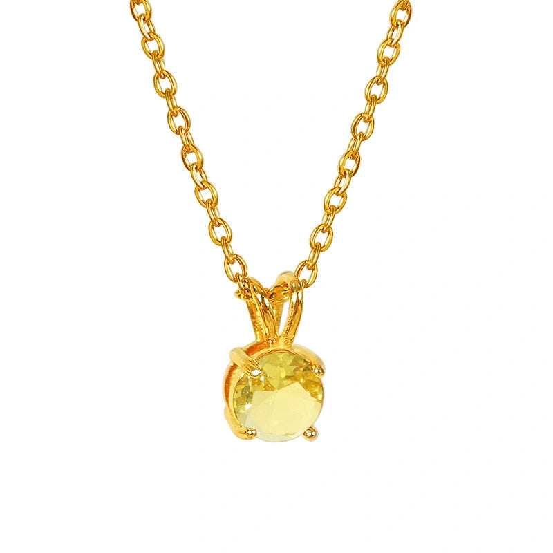 Colorful Birthstone Pendant Necklace | Dainty CZ Clavicle Chain | Perfect Birthday Gift for Women
