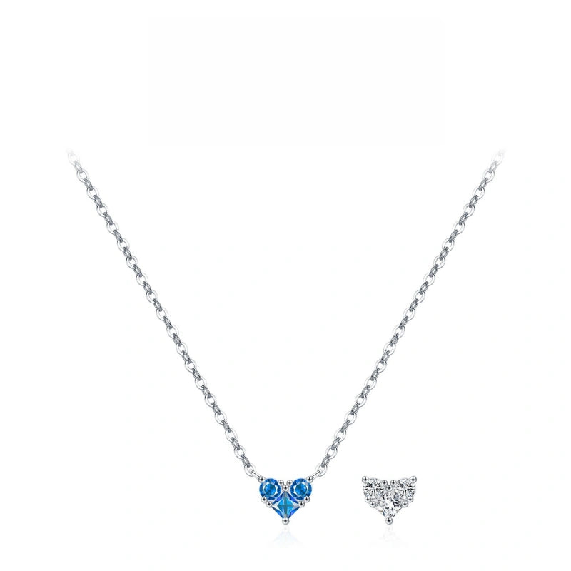Heart Birthstone Necklace for Women | 925 Sterling Silver Three Stone Pendant | Dainty Birthday Gift