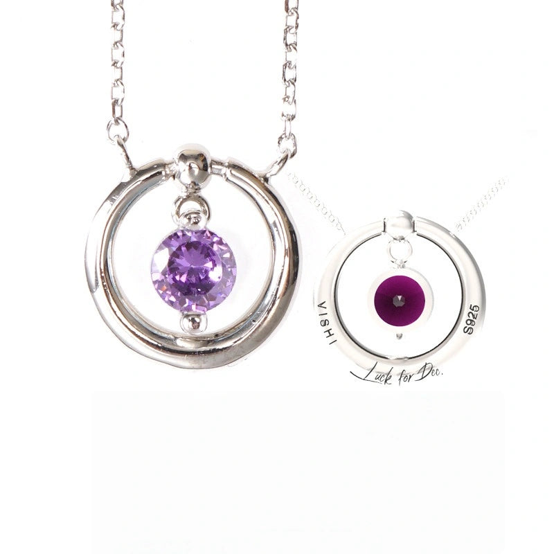 60th Birthday Necklace - Six Rings for Six Decades Sterling Silver Birthstone Gift