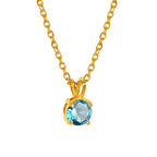 Colorful Birthstone Pendant Necklace | Dainty CZ Clavicle Chain | Perfect Birthday Gift for Women