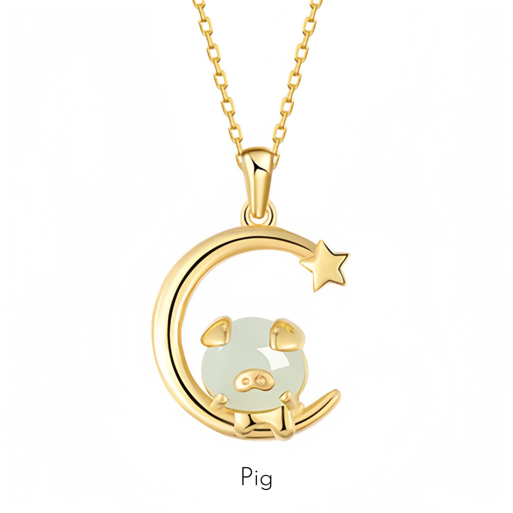 Hetian Jade Chinese Zodiac Necklace - Peace and Blessings All the Time
