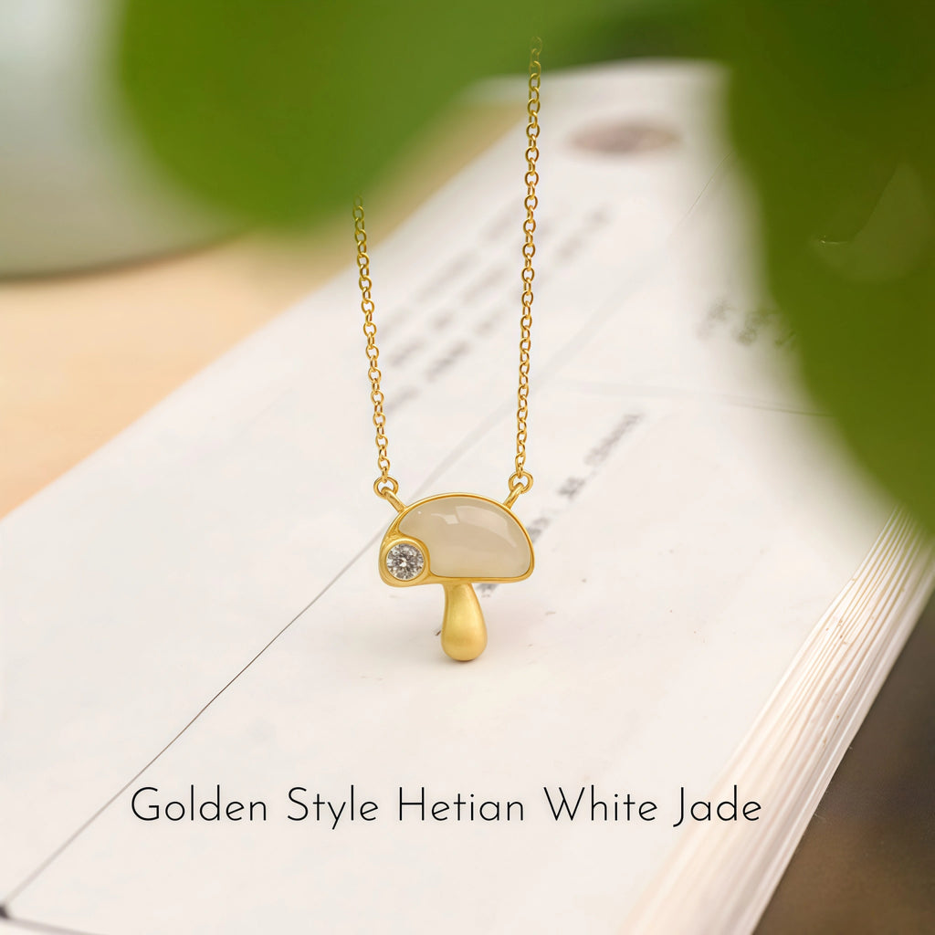 Womens Tiny Mushroom Necklace - Serenity & Protection
