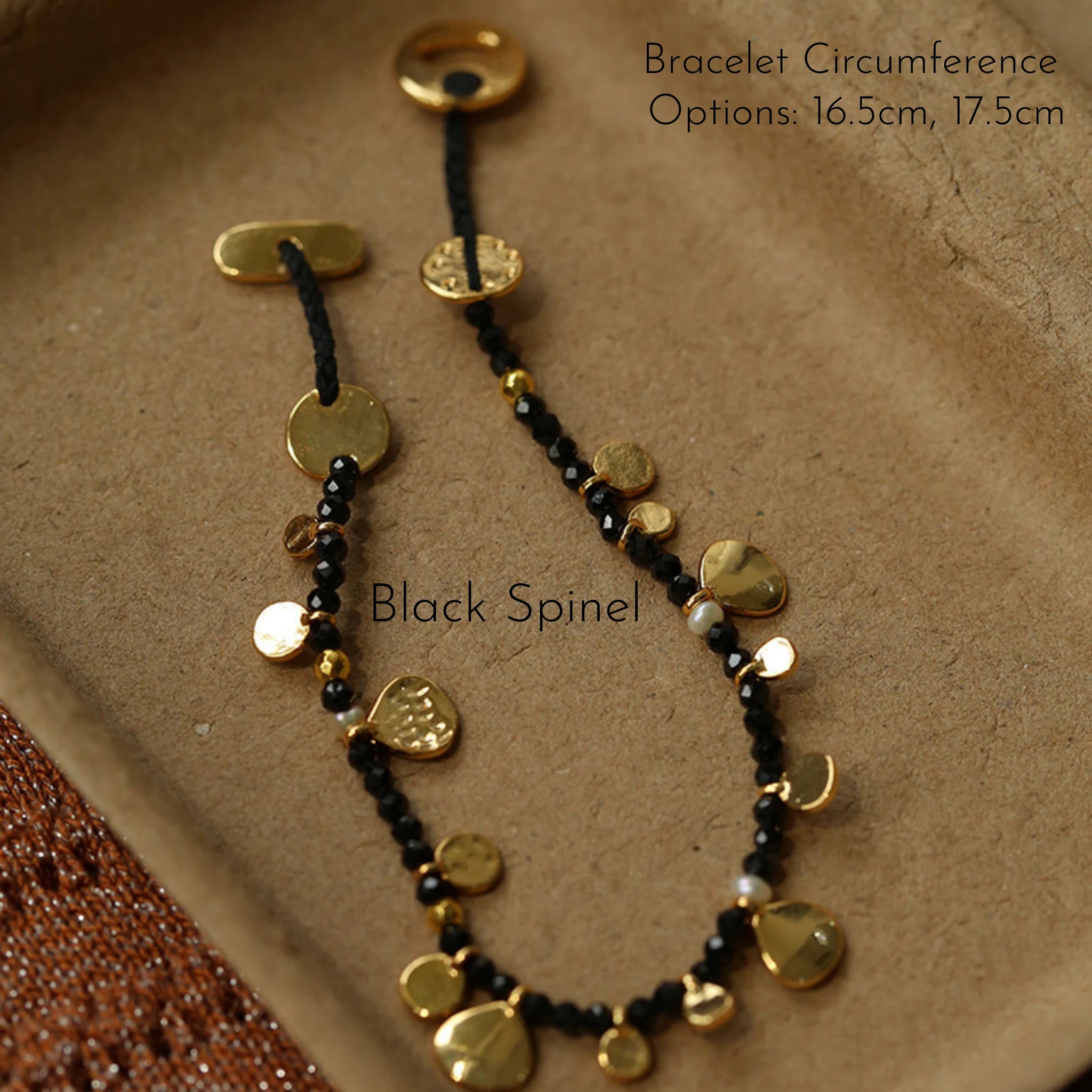 Hand‑Hammered Gold Coin Natural Stone Beaded Stack Bracelet - Healing, Inner Power