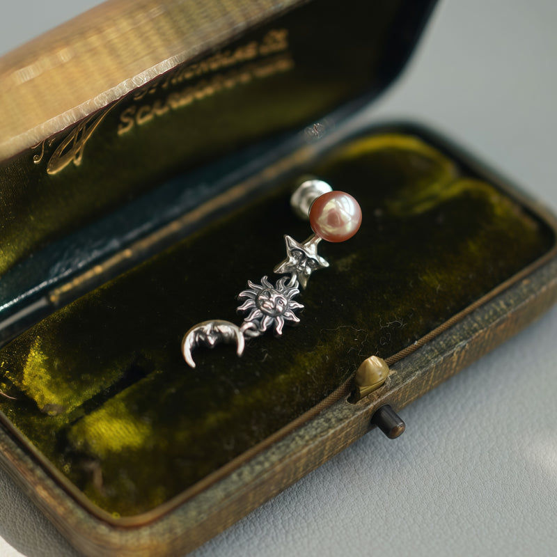 Sun-Moon-Star Pearl Earrings - Awaken Inner Intuition and Sharpness
