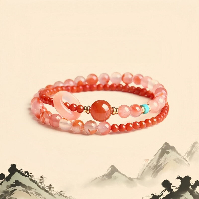 Bracelet de cinabre naturel Renouveau Lotus Rouge