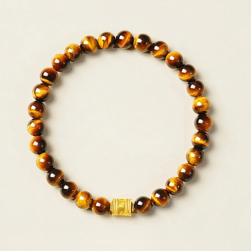 Bracelet élastique perles œil de tigre naturel - Attire la richesse, cadeau d'anniversaire idéal