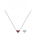 Heart Birthstone Necklace for Women | 925 Sterling Silver Three Stone Pendant | Dainty Birthday Gift