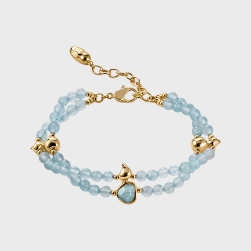 Aquamarine Double-Layer Luck Bracelet-Ocean Wish