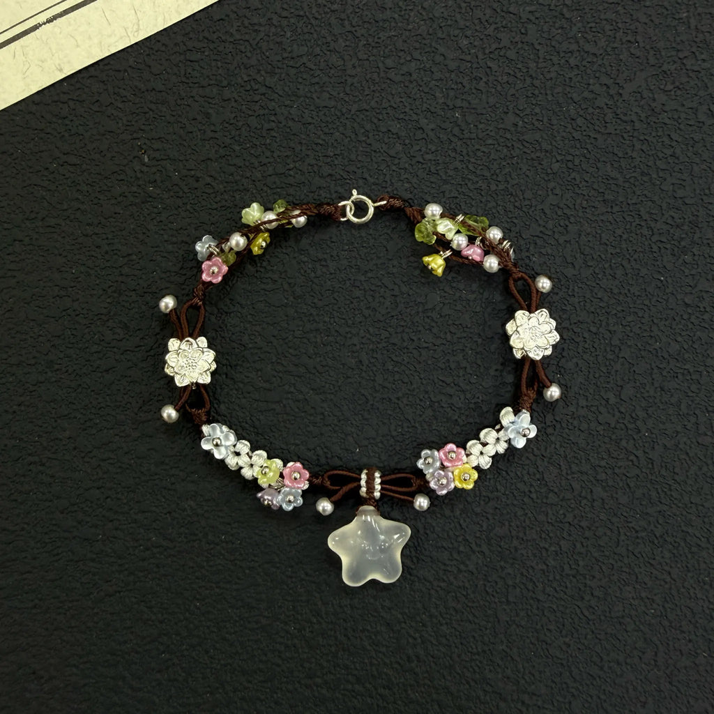 Bracelet tressé floral fait main