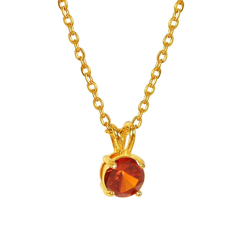 Colorful Birthstone Pendant Necklace | Dainty CZ Clavicle Chain | Perfect Birthday Gift for Women