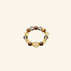Natural Tiger Eye Stone Ring for Wealth Transfer and Crystal Bead Ring