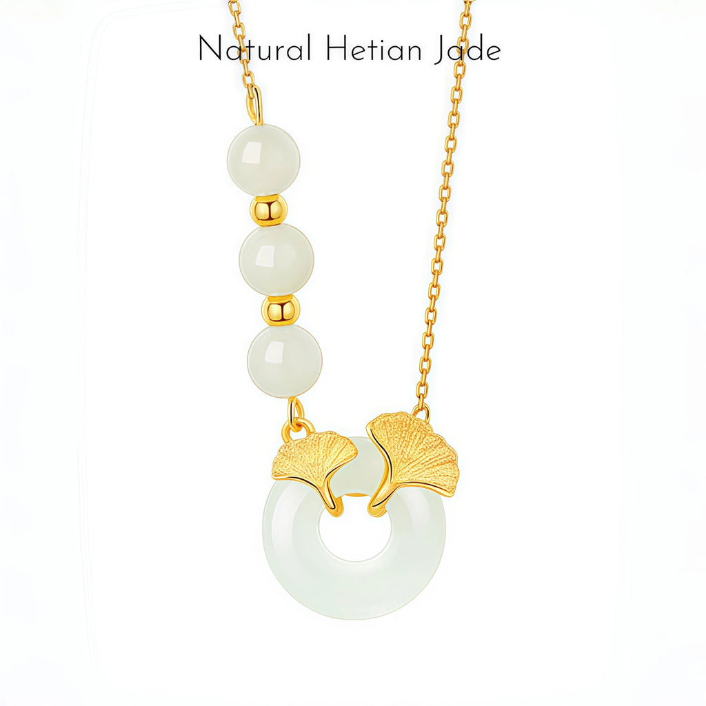 Romantic Ginkgo Leaf Ping An Kou Necklace - Togetherness & Eternity