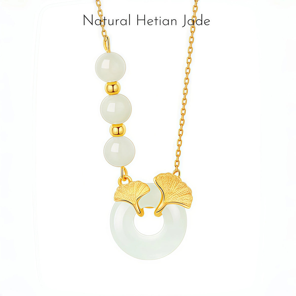 Romantic Ginkgo Leaf Ping An Kou Necklace - Togetherness & Eternity