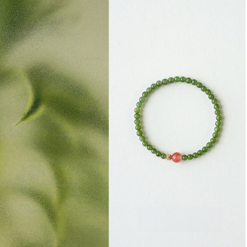 Bracelet en jade Hetian naturel Lotus Éclat Pur