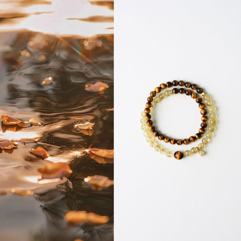 Bracelet Citrine naturelle et Œil de tigre - Attire la richesse et transforme la chance