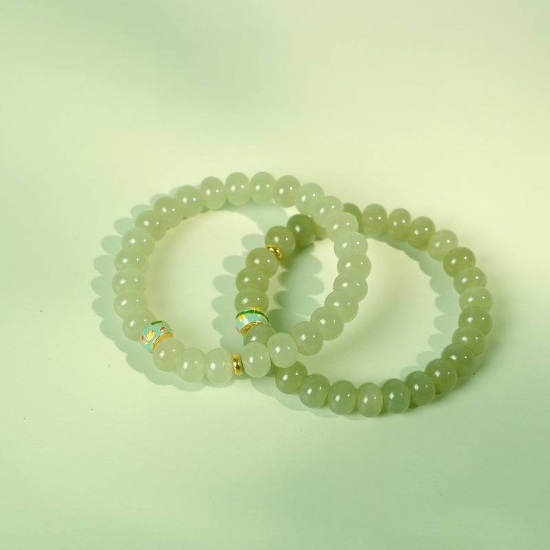 Natural Hetian Jade Enamel Bracelet - Wear Balance, Live Gently