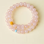 Natural Pink Bear Double Circle Crystal Bracelet - Good Relationships and Live Happily